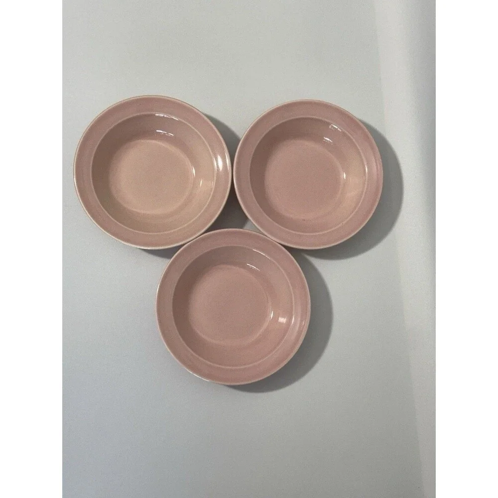 LuRay Pastels Midcentury 5.25” Fruit Dessert Bowls Set of 3 Vintage Pink